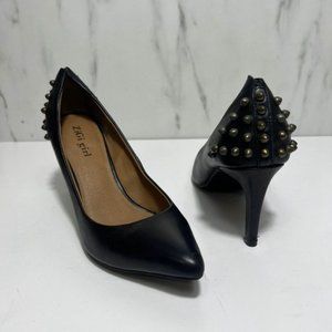 Zigi Girl Pump Heels Women 6.5 Black Slip On Studded Stiletto Leather